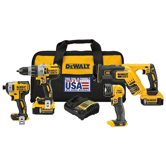 Dewalt 20V MAX* XR Brushless 4-Tool Combo Kit DCK494P2
