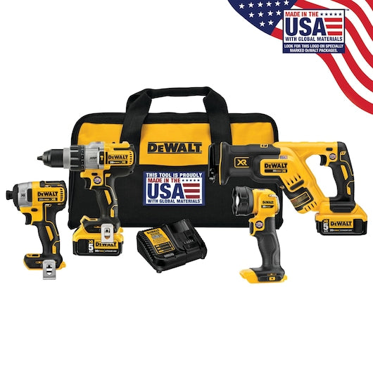 Dewalt 20V MAX* XR Brushless 4-Tool Combo Kit DCK494P2