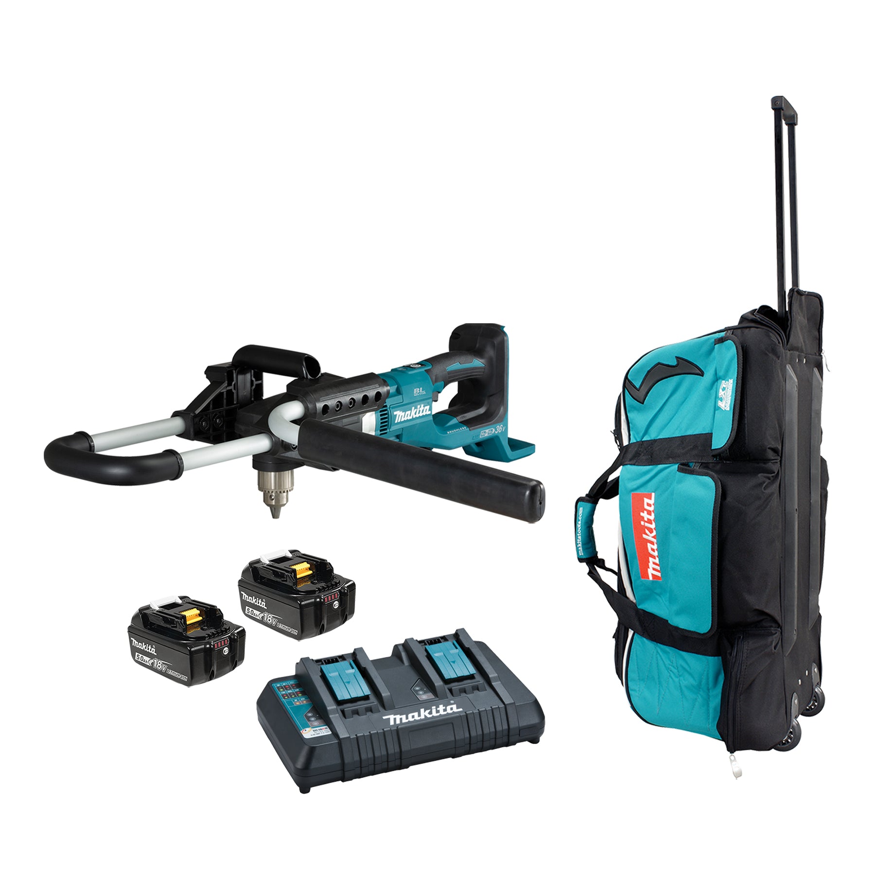 Makita 36V(18Vx2) LXT Brushless 1/2" Earth Auger, 5.0Ah x2Kit DDA460PTZ1
