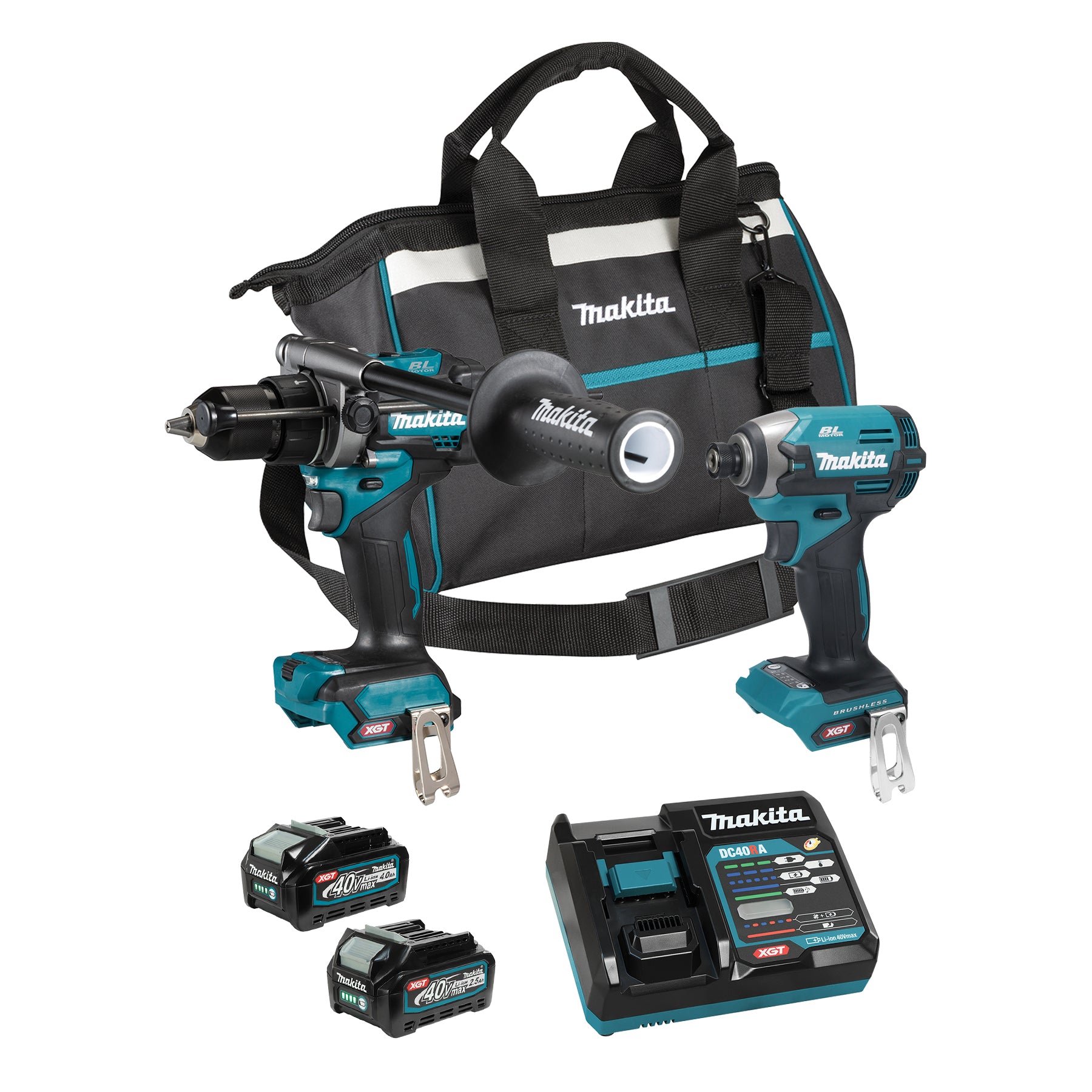 Makita 40Vmax XGT Brushless 2 Tool Combo Kit, 2.5Ah x1 & 4.0Ah x1 DK0176G207