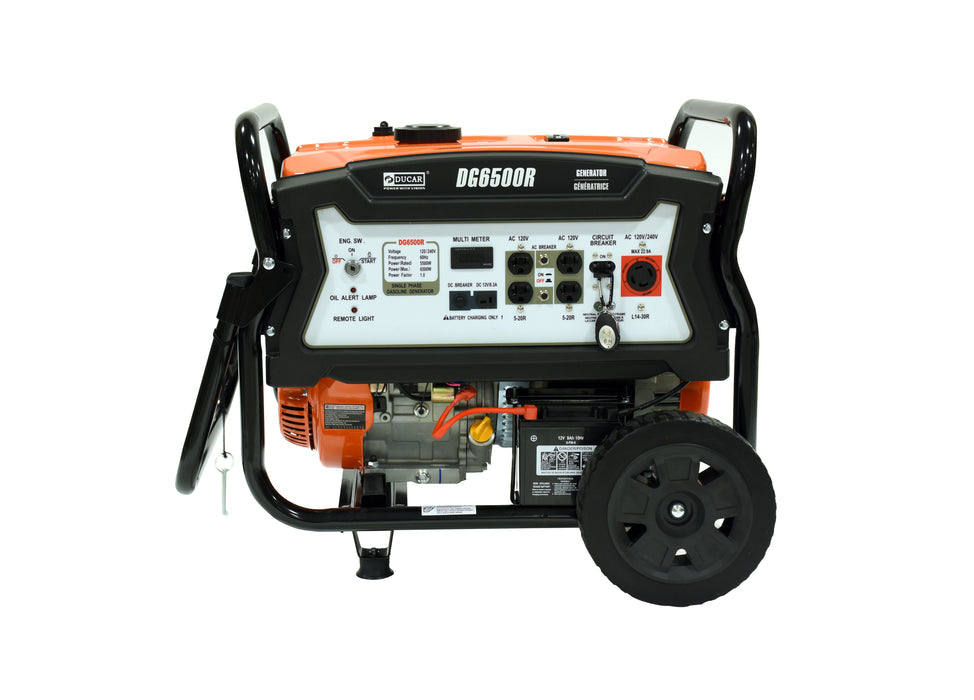 Ducar Groupe électrogène 6500W, 15 CV, démarrage à distance, essence DUEDG6500R