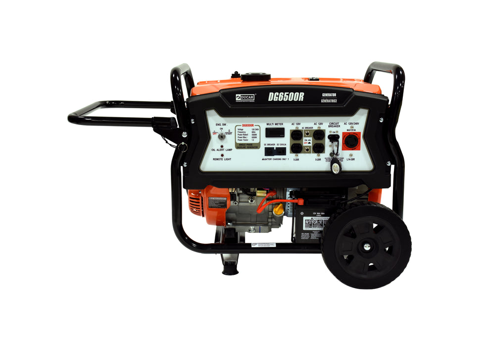 Ducar Groupe électrogène 6500W, 15 CV, démarrage à distance, essence DUEDG6500R