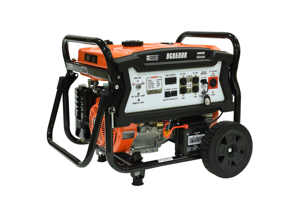 Ducar Groupe électrogène 6500W, 15 CV, démarrage à distance, essence DUEDG6500R