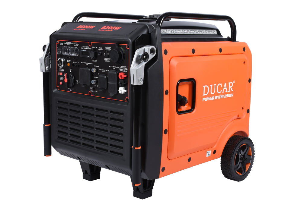 Ducar Groupe électrogène inverseur 8500W, 16 CV, démarrage à distance, tri-carburant (GPL / essence / gaz naturel) DUEDLNG8750ISR