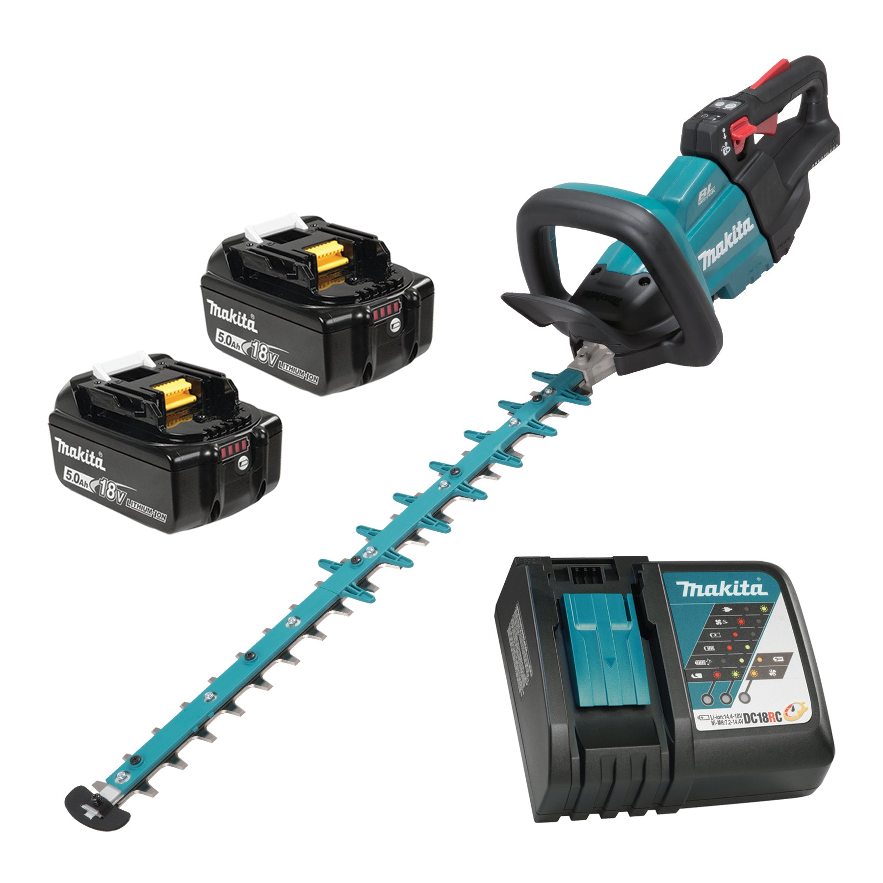Makita 18V LXT Brushless 24" Hedge Trimmer, 5.0Ah x2Kit DUH602RTE
