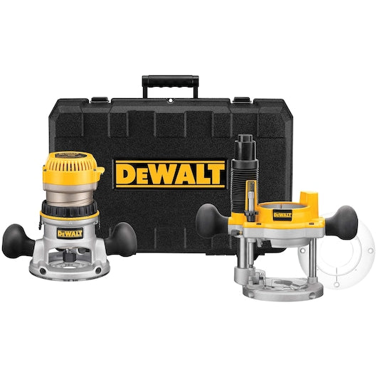 Dewalt 2-1/4 HP EVS Fixed Base Plunge Router Combo Kit With Soft Start DW618PK
