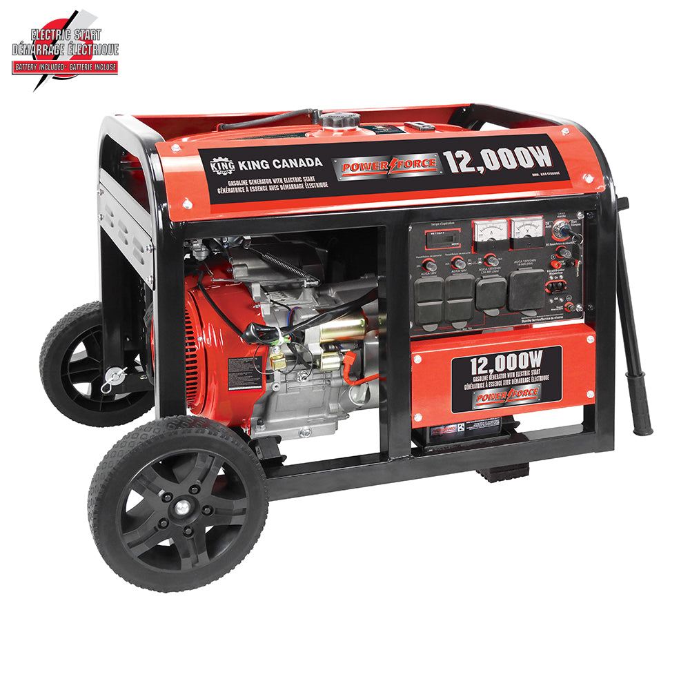 King Canada Gasoline Generator With Electric Start & Wheel Kit - 12000w