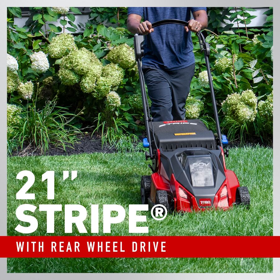 Toro 60V MAX* 21 in. (53cm) Stripe® Dual-Blade Self-Propel Lawn Mower - 7.5Ah Battery Included 21623