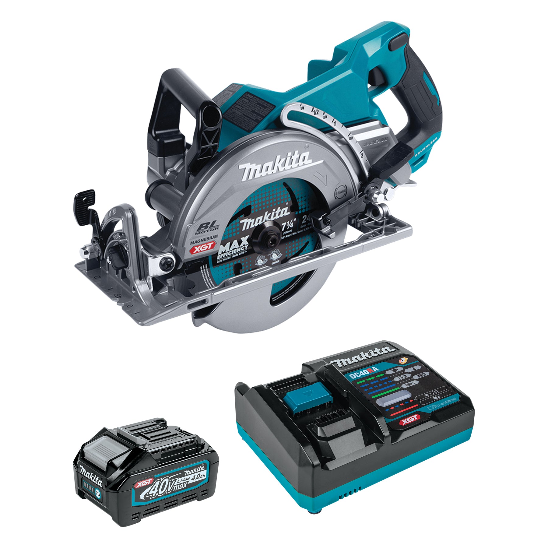 Makita Scie circulaire sans balais 7-1/4" 40Vmax XGT, Kit avec 1 batterie 4.0Ah RS001GM101