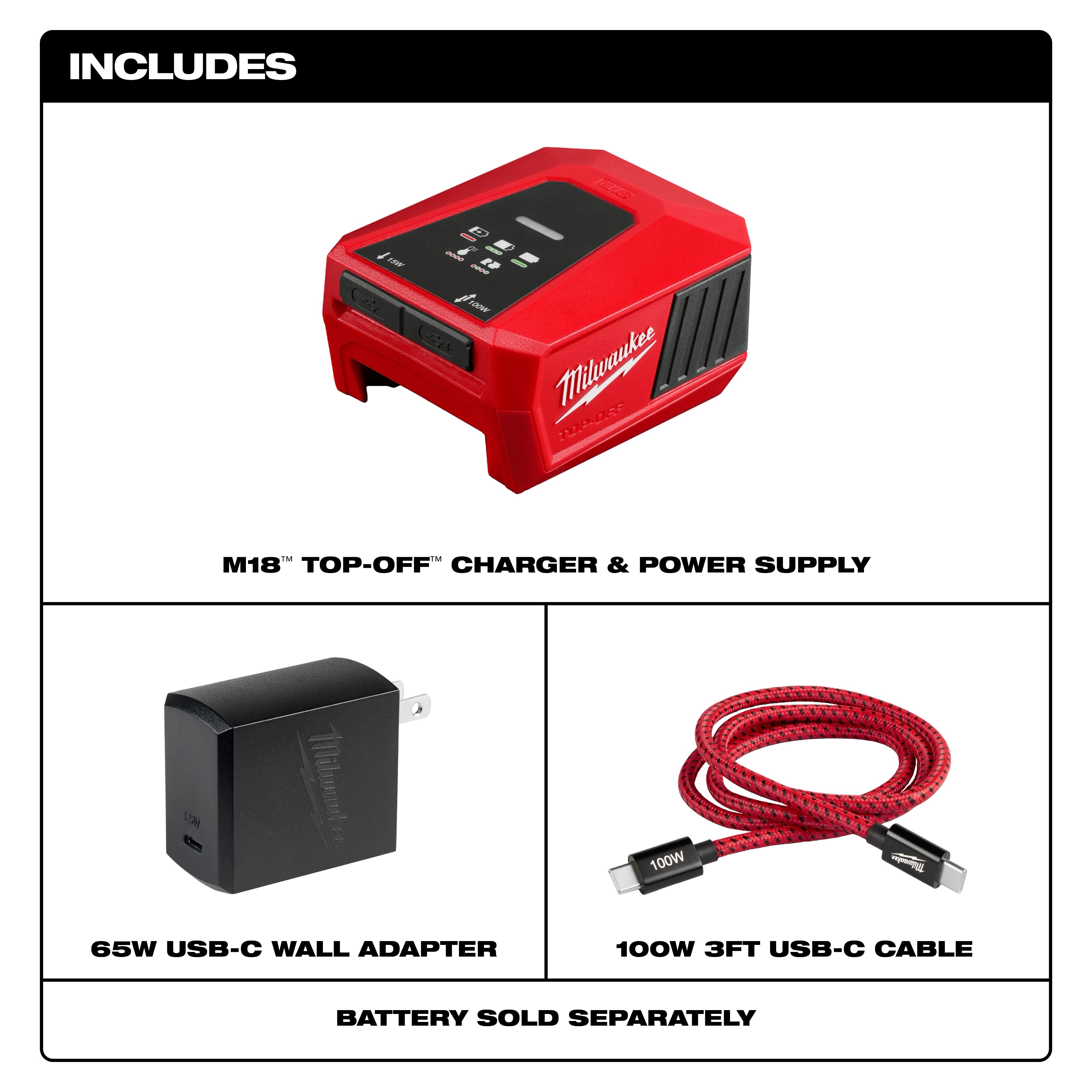 Milwaukee Chargeur & alimentation TOP-OFF™ M18™ 2847-20