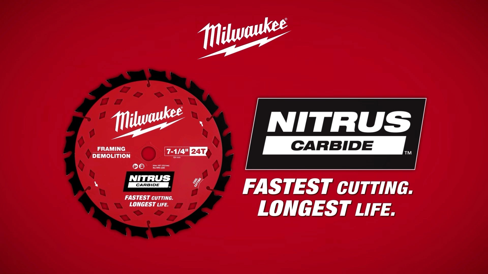 Milwaukee Lame circulaire de cadre et démolition NITRUS™ Carbure 7-1/4” 24 dents 48-40-0750