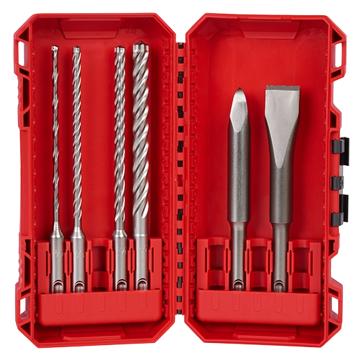 Milwaukee Kit 6 pièces SDS Plus MX4™ 4 coupeurs et burin 48-20-7662