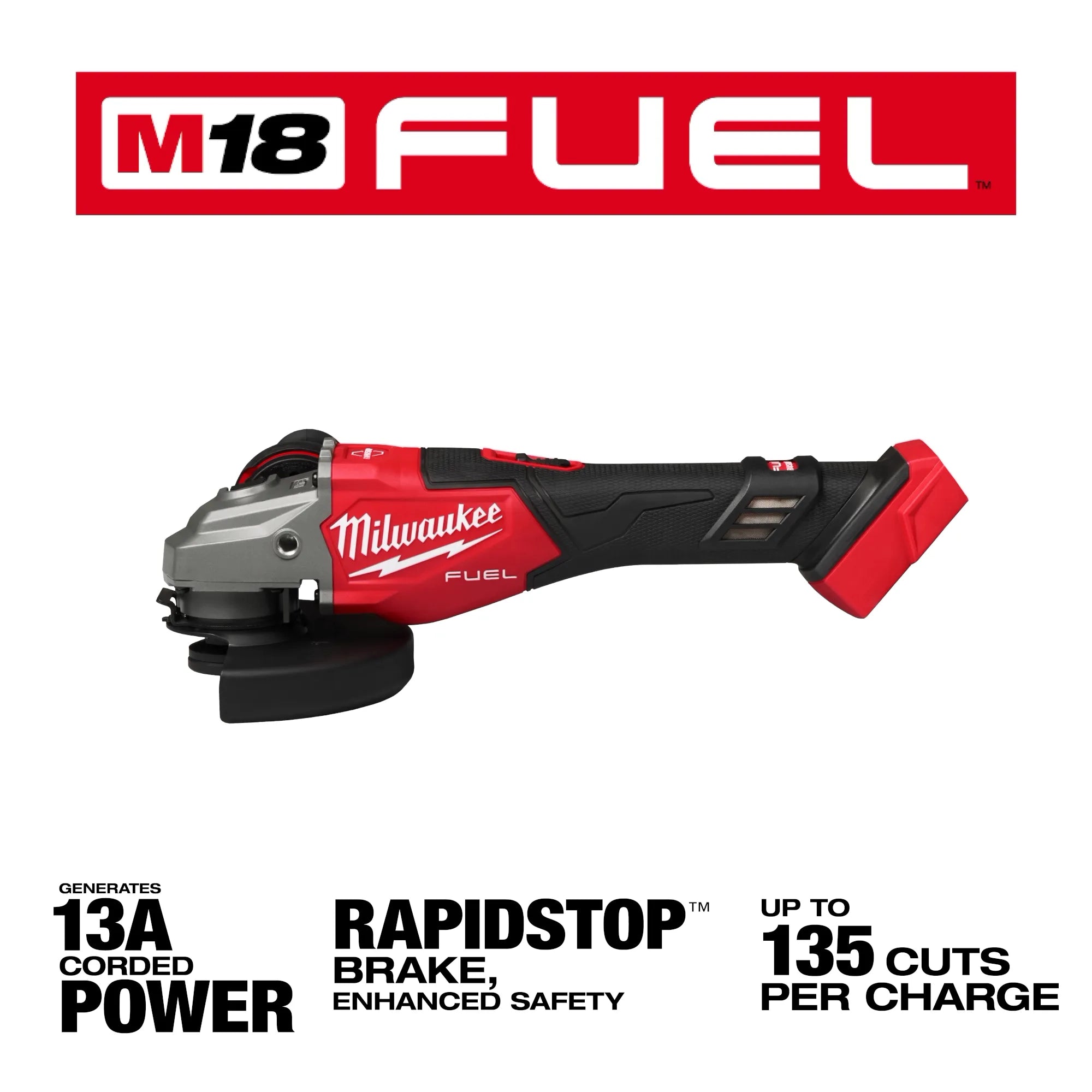 Milwaukee M18 FUEL™ 4-1/2"-6" Meuleuse à freinage, Interrupteur à glissière 3671-20