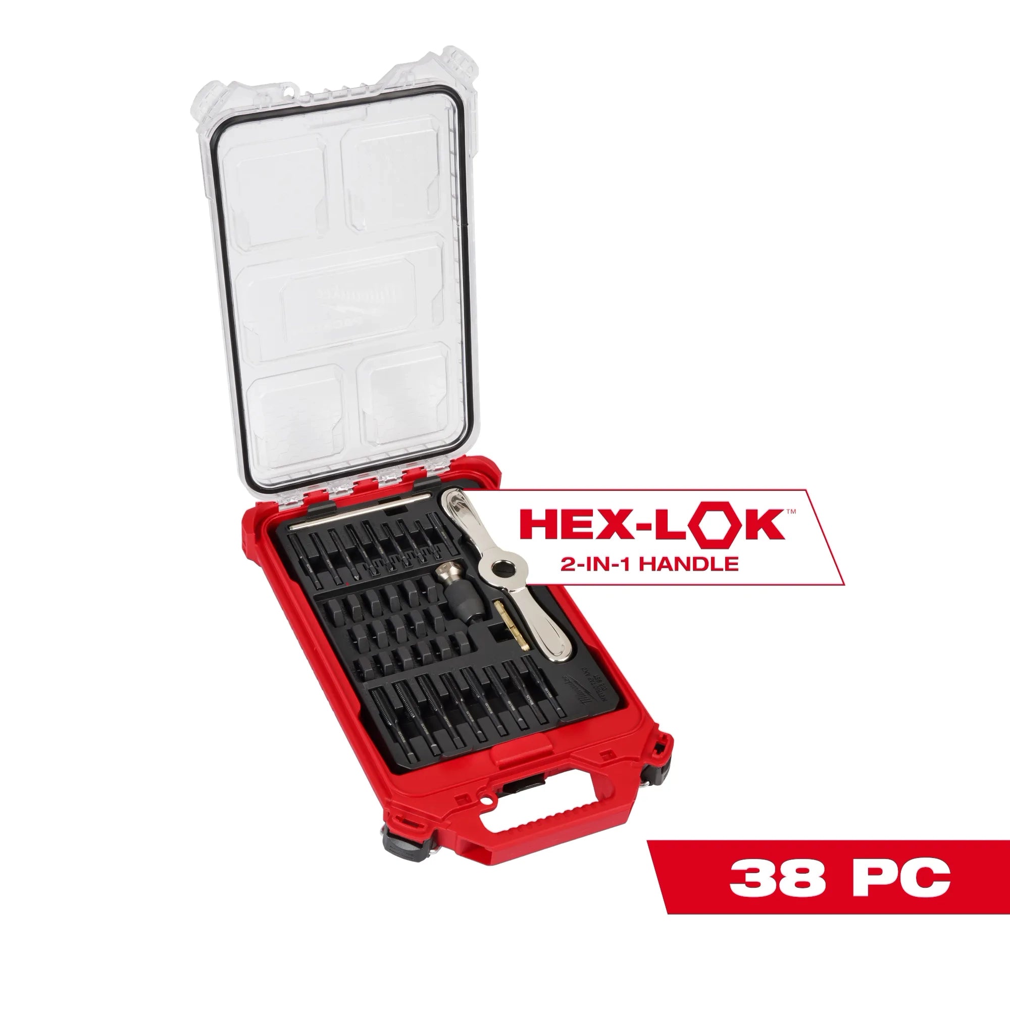 Milwaukee Ensemble PACKOUT™ de 38 pièces d'taraudeuses et matrices métriques avec poignée Hex-LOK™ 2-en-1 49-22-5603