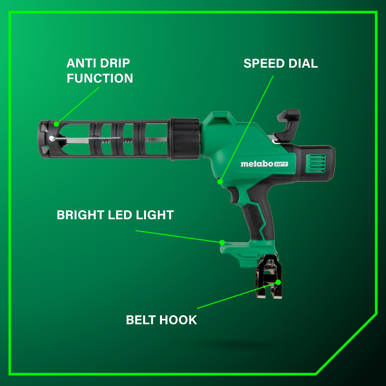 Metabo HPT Pistolet à calfeutrer sans fil haute capacité 18V MultiVolt™ (corps d'outil uniquement) AC18DAQ4
