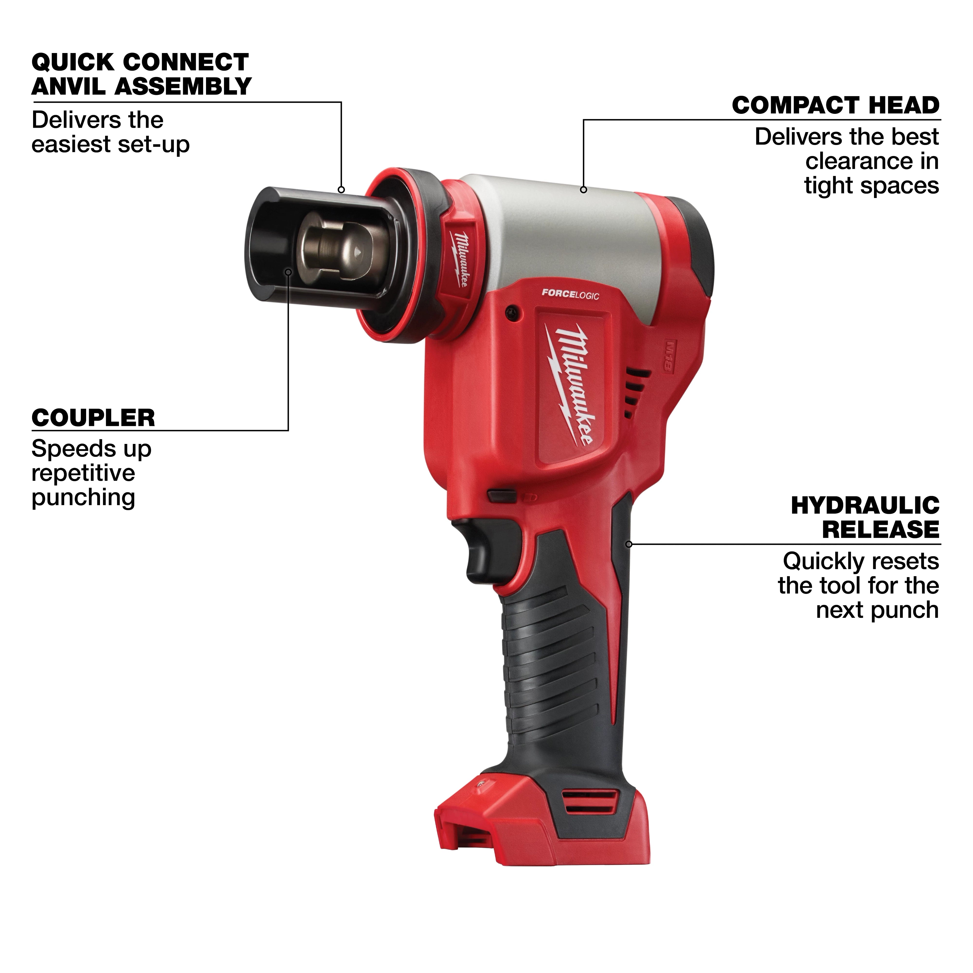 Milwaukee M18™ FORCE LOGIC™ Outil de perçage d'ouverture 10 tonnes 1/2" à 2" 2676-02