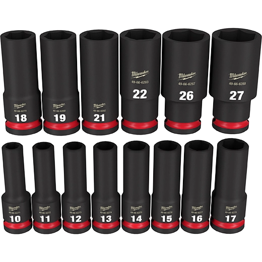 Milwaukee Set de douilles métriques profondes 6 points 1/2\" Drive SHOCKWAVE Impact Duty™ 14 pièces 49-66-7014