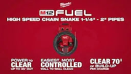 Milwaukee M12 FUEL™ serpent à chaîne haute vitesse pour tuyaux 1‑1/4"‑2" 2519-21