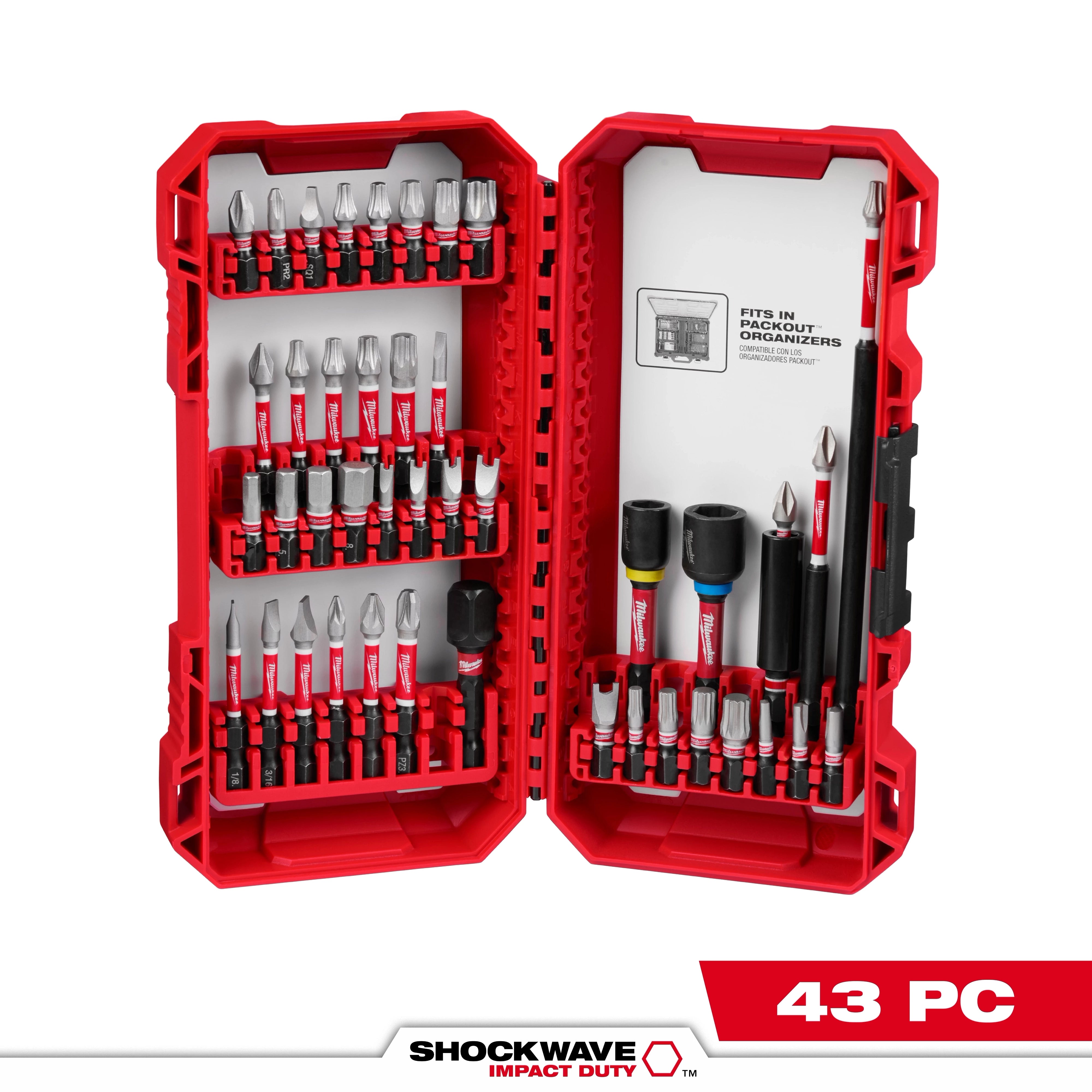 Milwaukee Ensemble auto de 43 pièces d'embouts SHOCKWAVE™ Impact Duty 48-32-4033