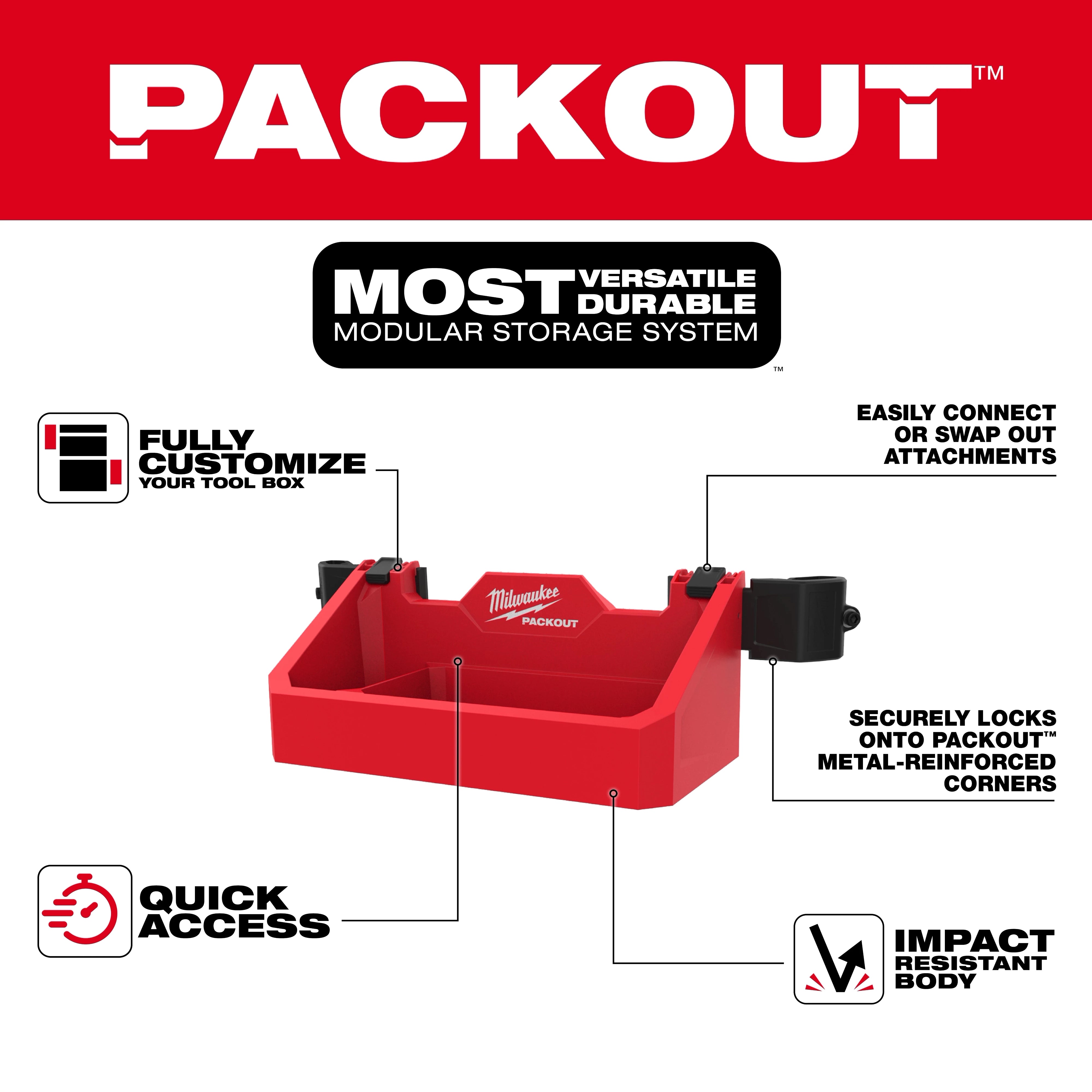 Milwaukee Accessoire Plateau Boîte à Outils PACKOUT™ 48-22-8605