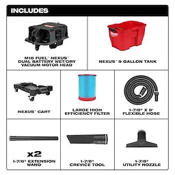 Milwaukee Aspirateur humide/sec à double batterie 9 galons M18 FUEL™ 0920-20