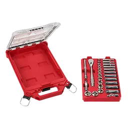 Milwaukee Set de cliquet et douilles 28 pcs 3/8\" avec organiseur compact à profil bas PACKOUT™ - SAE 48-22-9481