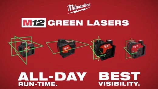 Milwaukee M12™ Green Cross Line and Plumb Points Laser 3622-20