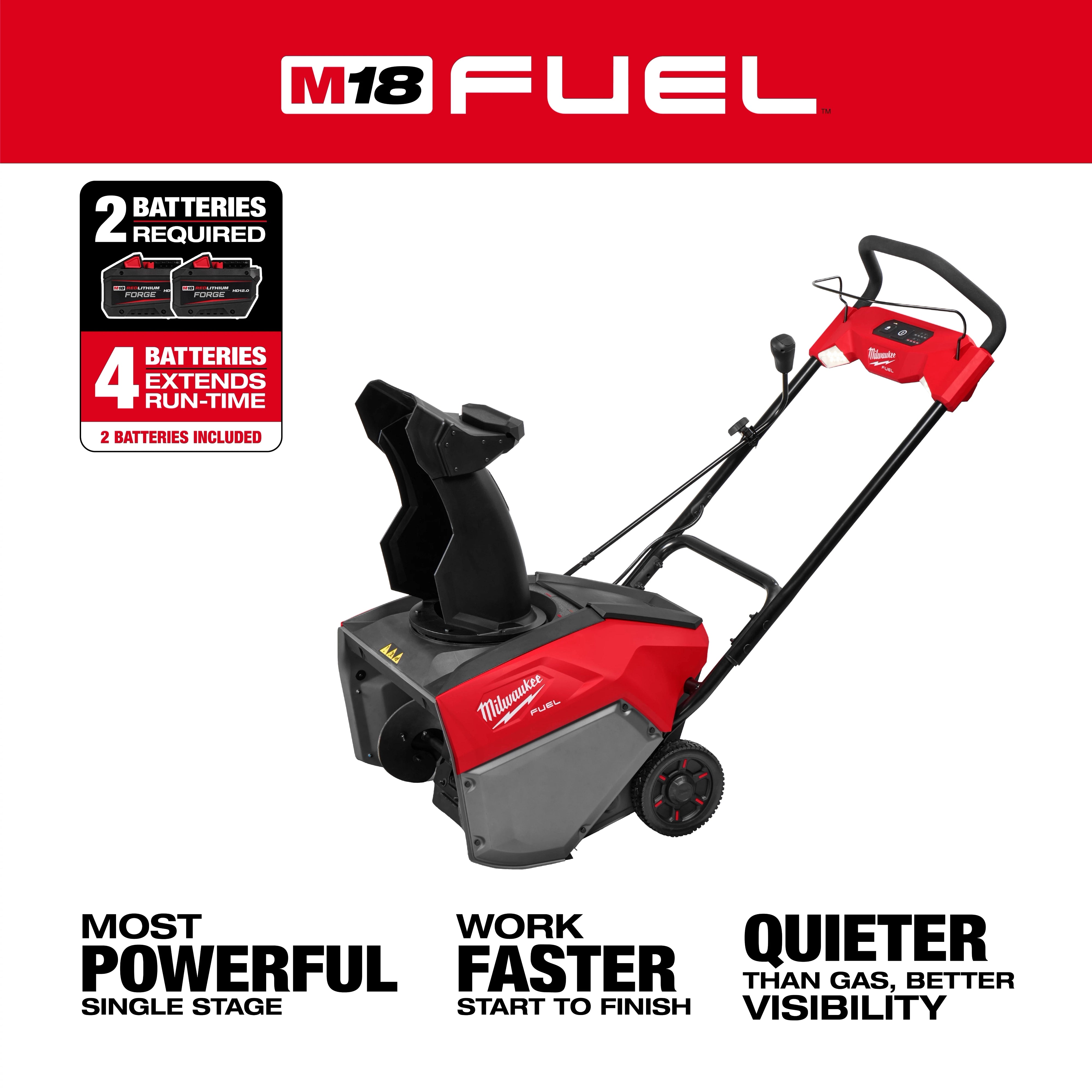 Milwaukee Kit de souffleuse à neige à un seul étage M18 FUEL™ 21" à vis sans fin propulsée, double batterie 3036-22HD