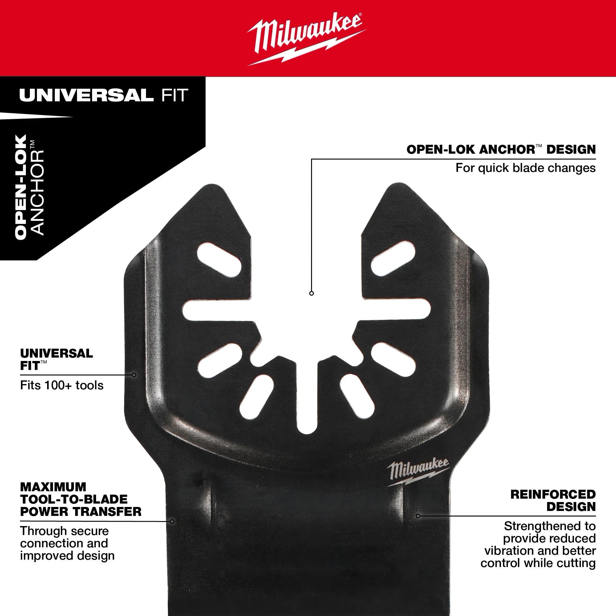 Milwaukee Lames à dents en carbure multi-matériaux à montage universel pour outil oscillant multi-outils 49-25-1529