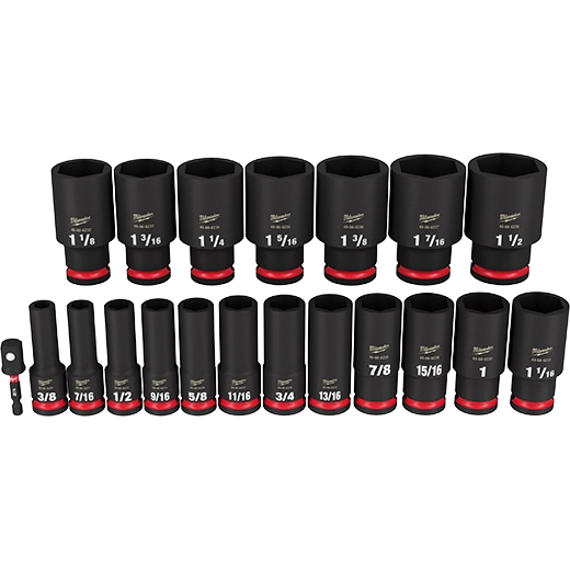 Milwaukee Set de douilles 6 points profondes SAE 1/2" Drive Impact Duty™ 19 pièces SHOCKWAVE™ 49-66-7012