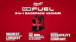 Milwaukee Aspirateur à dos 3‑en‑1 M18 FUEL™ 0895-20