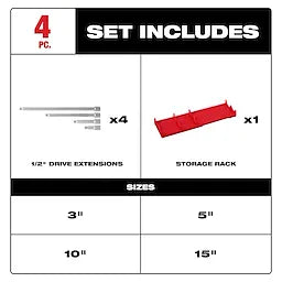 Milwaukee Ensemble d'extensions d'entraînement 1/2" 4 pièces 48-22-9342