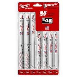 Milwaukee Ensemble de Lames Sabre SAWZALL® Bi-Métal pour Découpe Métallique (16 pièces) 49-22-1216