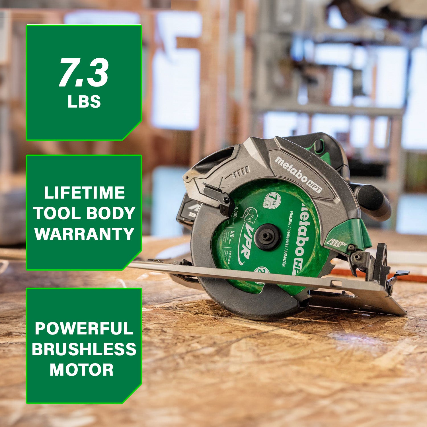 Metabo HPT Scie circulaire sans fil MultiVolt 18 V 7‑1/4" (corps d'outil uniquement) | Metabo HPT C1807DAQ4 C1807DAQ4