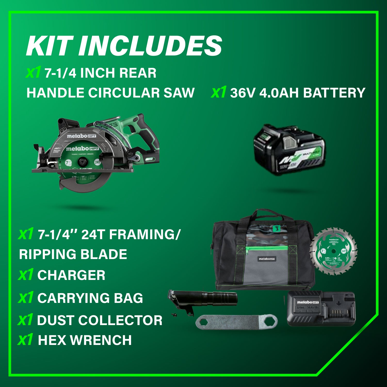 Metabo Scie circulaire à poignée arrière 7-1/4 po MultiVolt 36 V | Metabo HPT C3607DWA C3607DWA