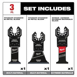 Milwaukee Ensemble de 3 pièces de lames universelles multi-matériaux pour outil oscillant 49-10-9005