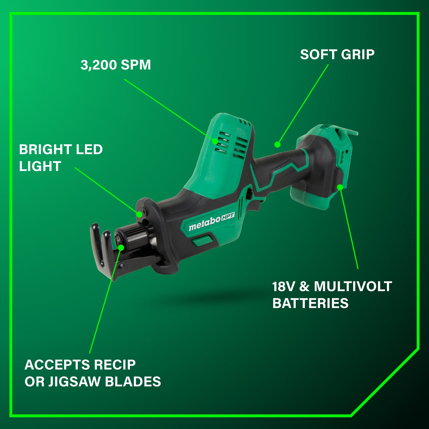Metabo HPT Scie sabre sans fil à une main 18 V | Metabo HPT CR18DAQ4 CR18DAQ4