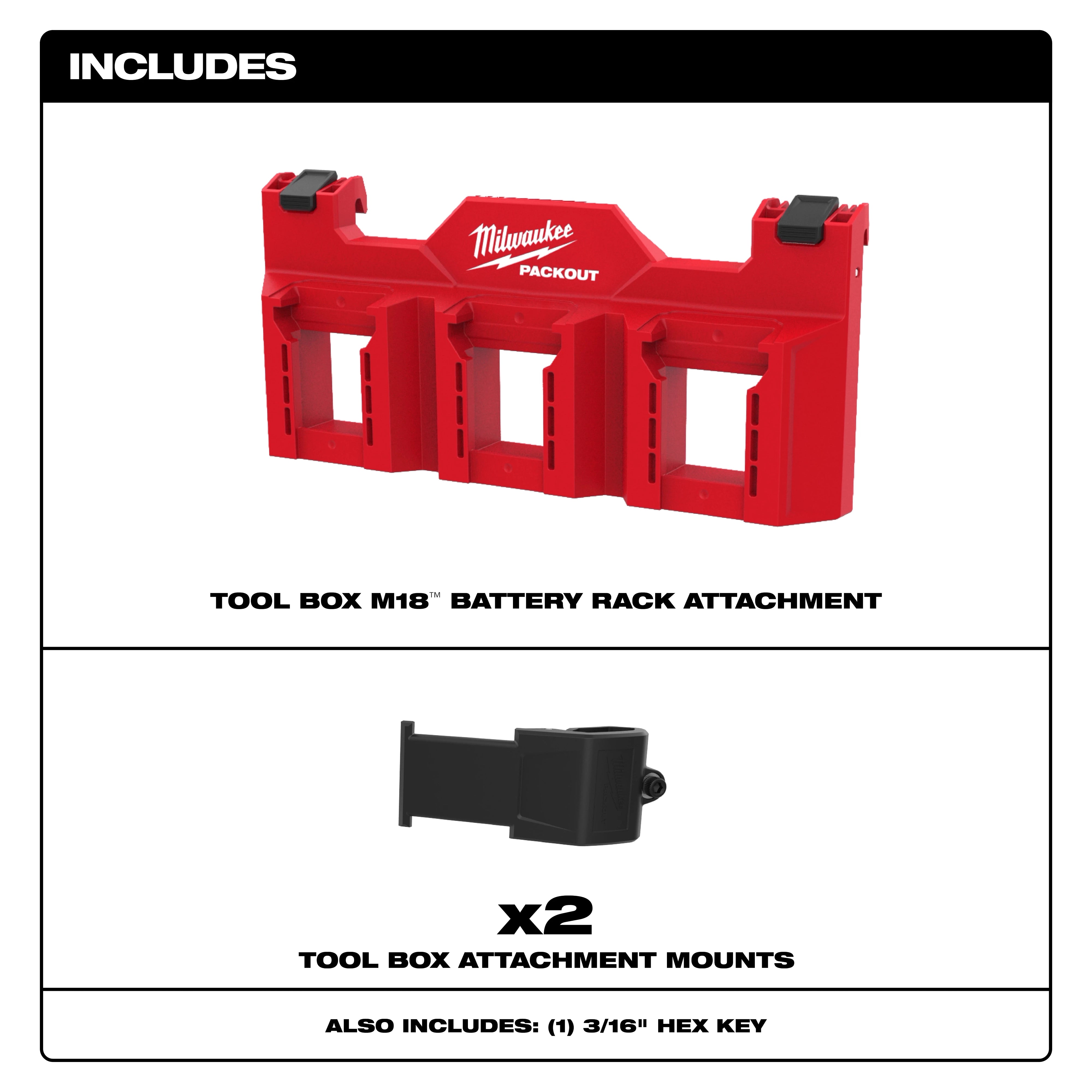 Milwaukee PACKOUT™ Tool Box M18™ Battery Rack Attachment 48-22-8603