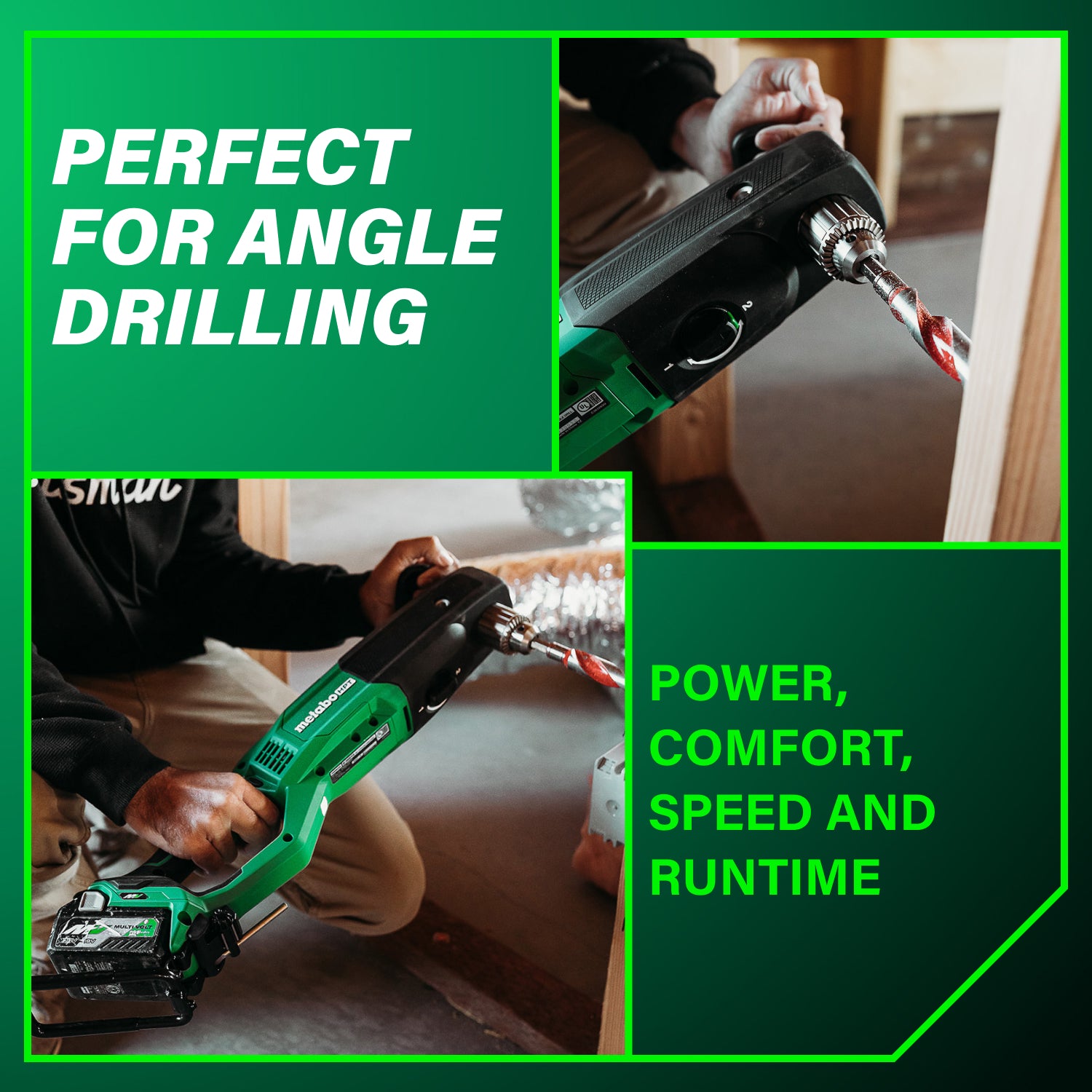 Metabo HPT Perceuse à angle droit 1/2" haute puissance sans fil MultiVolt™ 36 V (corps d'outil uniquement) | Metabo HPT D36DYAQ4 D36DYAQ4
