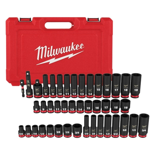 Milwaukee Ensemble de douilles 6 points 43 pièces SHOCKWAVE Impact Duty™ 3/8" Drive SAE & métriques profondes 49-66-7009