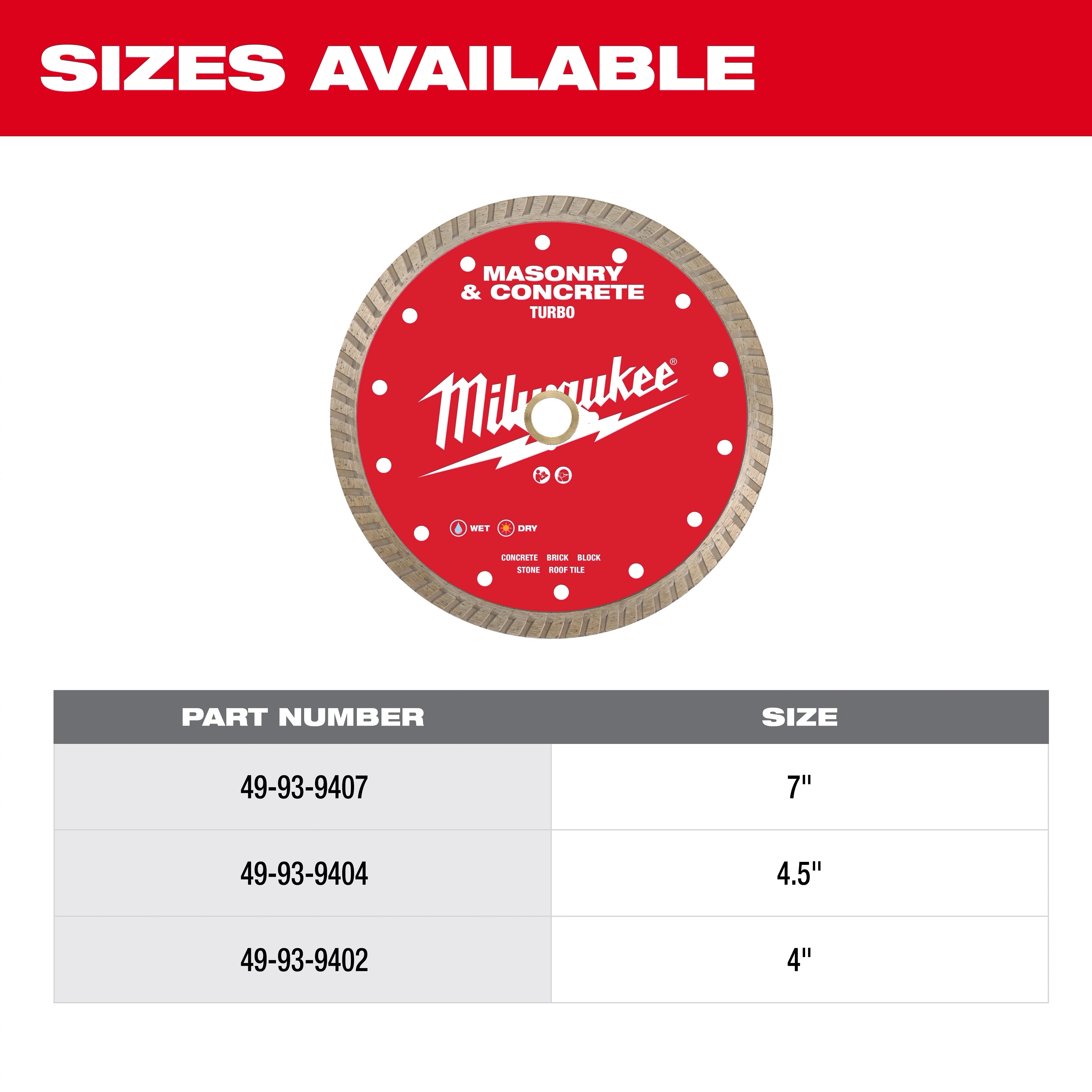 Milwaukee Lame diamant Turbo pour maçonnerie et béton - 4,5 po 49-93-9404