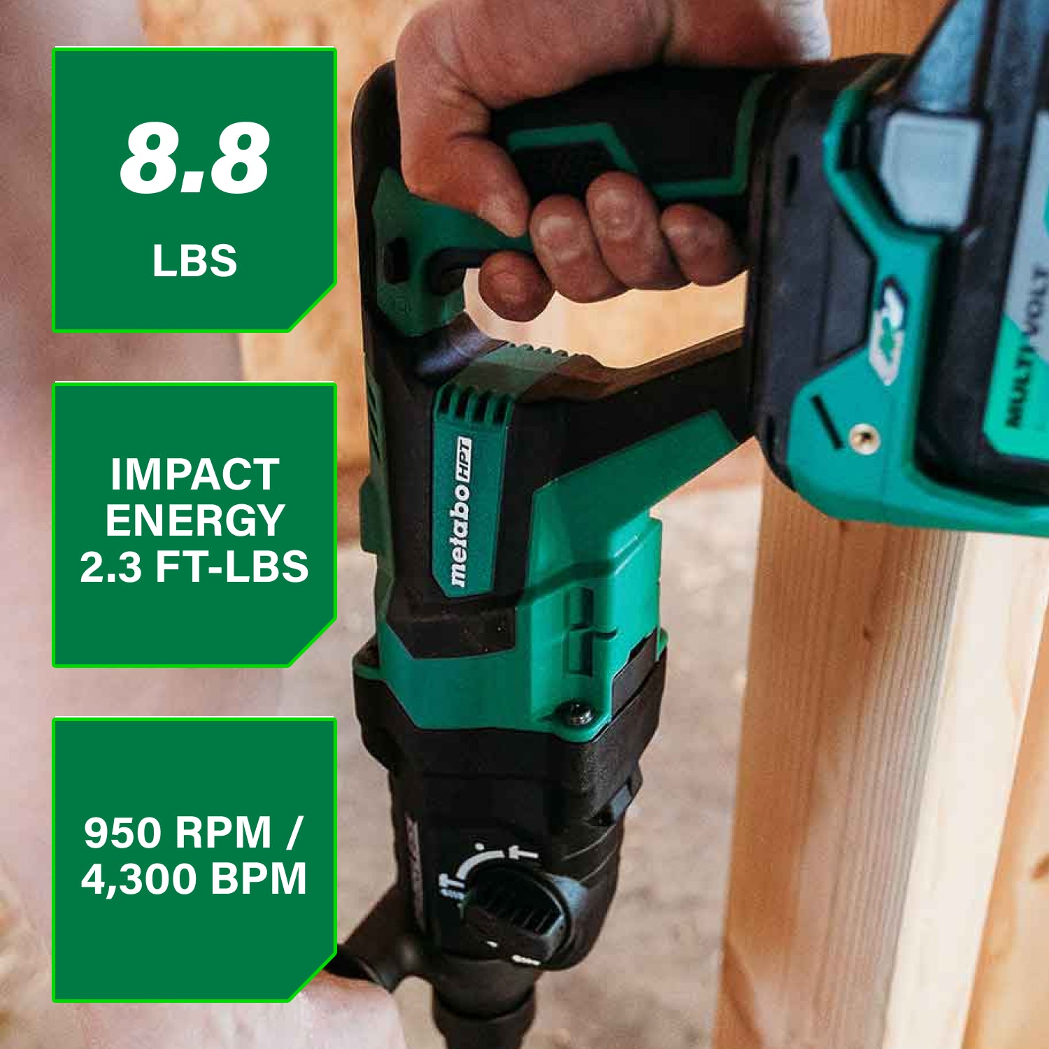 Metabo HPT Marteau perforateur D-Handle 1-1/8" SDS Plus sans balais 36V MultiVolt™ (Corps d'outil uniquement) | Metabo HPT DH3628DDQ4 DH3628DDQ4