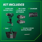 Metabo Metabo HPT DS18DEX – Kit de perceuse/visseuse sans fil 1/2" 18 V MultiVolt™ à moteur brushless (2 × 2,0 Ah) DS18DEX