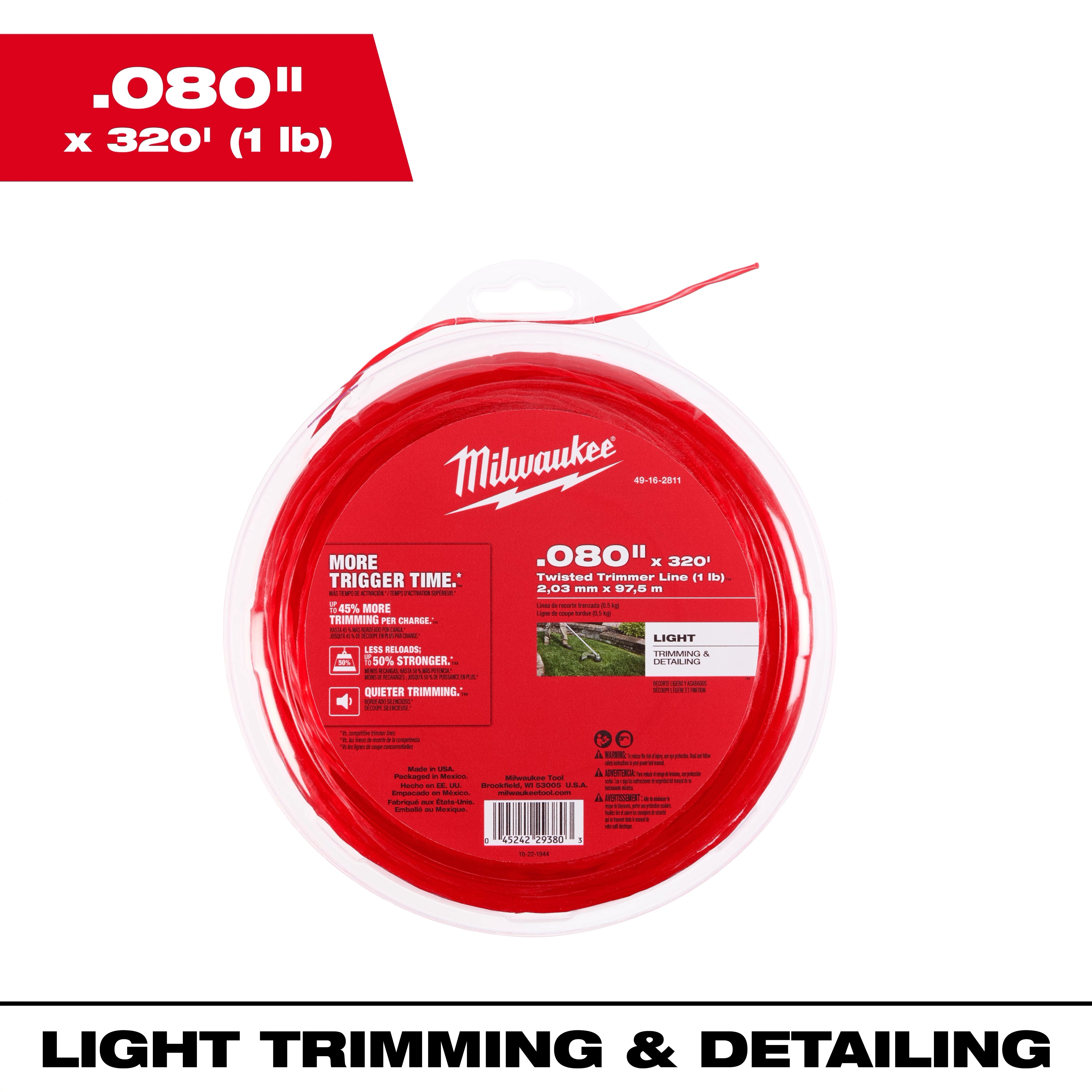 Milwaukee .080" x 320’ (1 lb.) Twisted Trimmer Line 49-16-2811