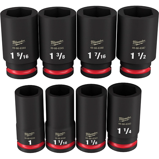 Milwaukee Set de douilles à 6 points profondes SAE 3/4" Drive Impact Duty™ SHOCKWAVE 8 pièces 49-66-7018