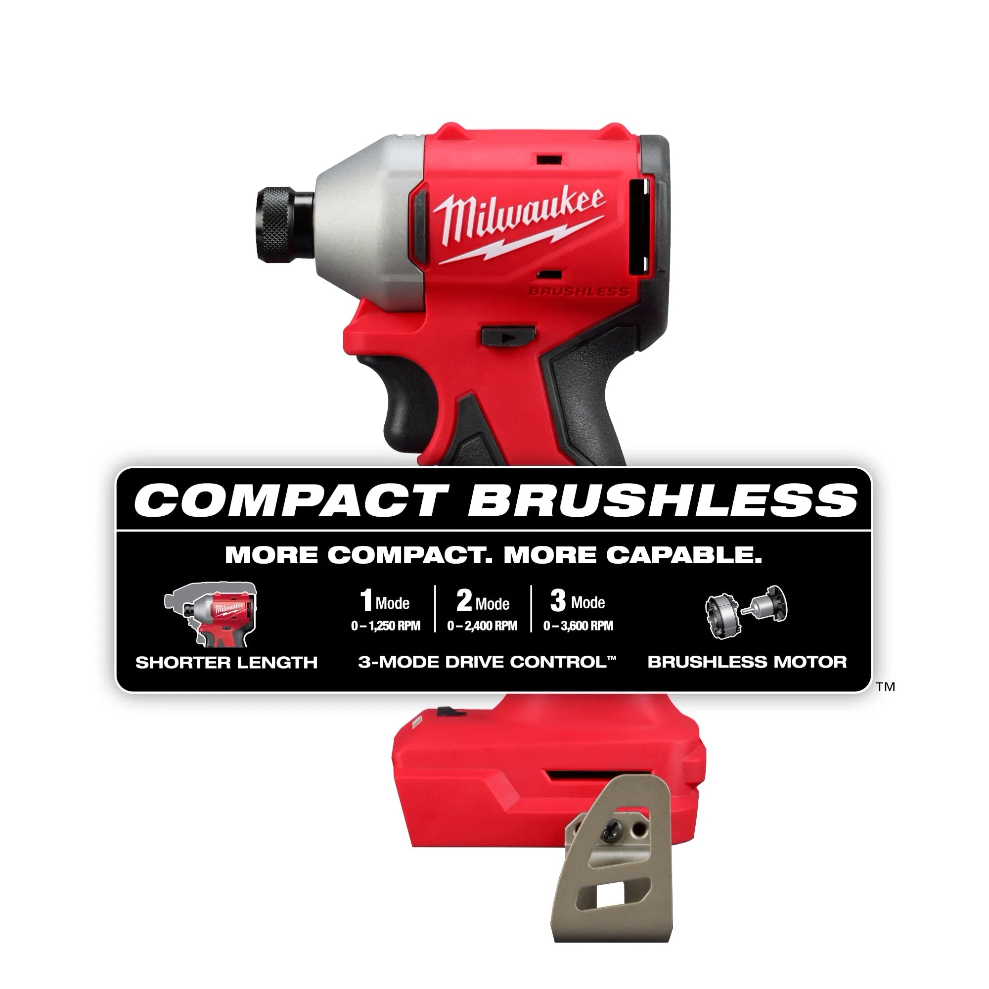 Milwaukee M18™ Compact sans balais 1/4" Hex 3 vitesses perceuse à chocs 3651-20