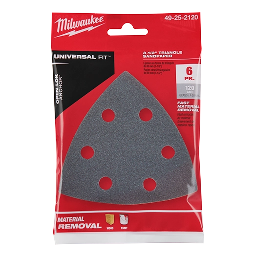 Milwaukee Papier de verre triangulaire 3-1/2" - Pack de 25 pièces variées 49-25-2025