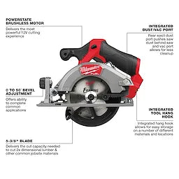 Milwaukee Scie circulaire M12 FUEL™ 5‑3/8" 2521-20