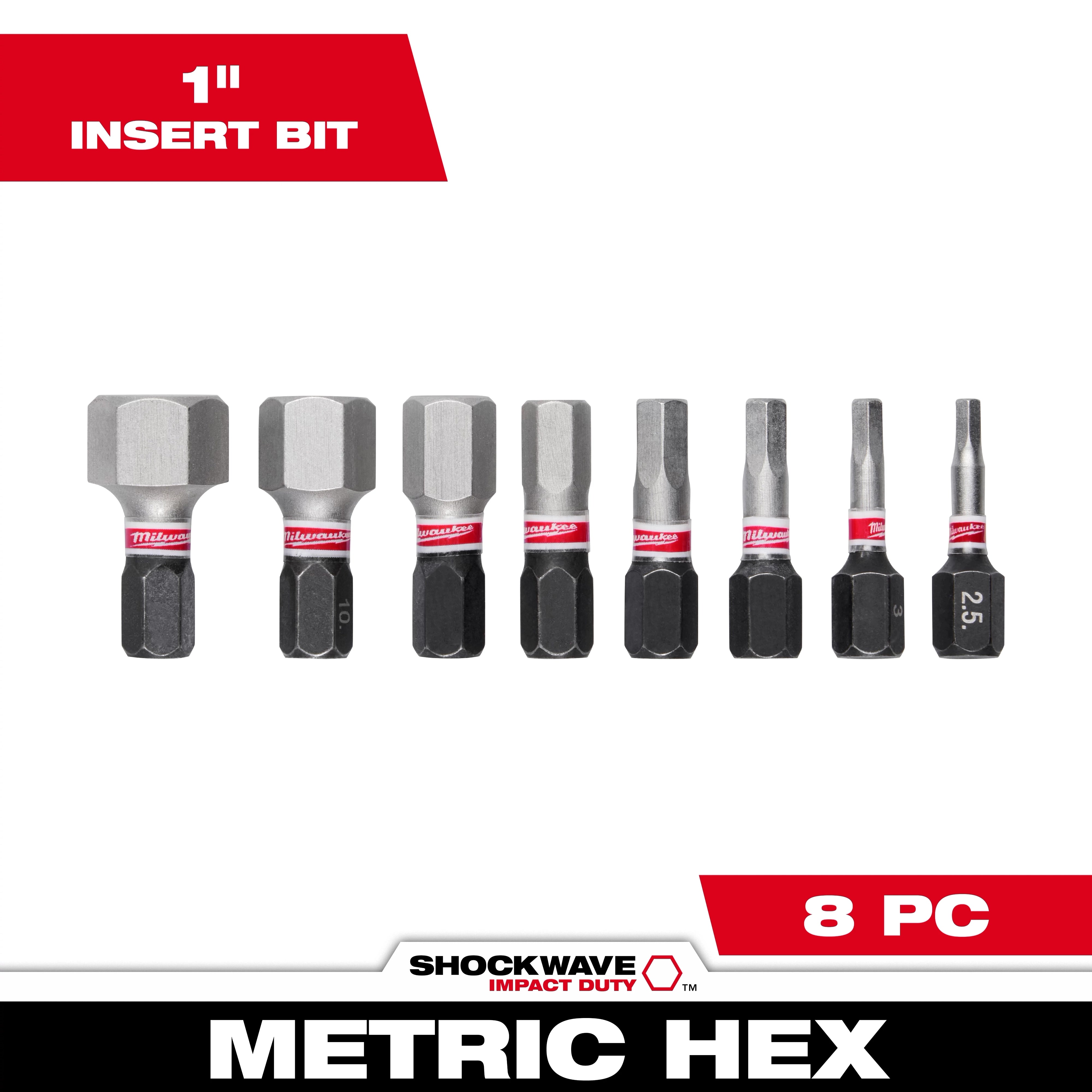 Milwaukee Ensemble de 8 forets SHOCKWAVE™ Impact Duty 1" HEX MÉTRIQUE 48-32-4617