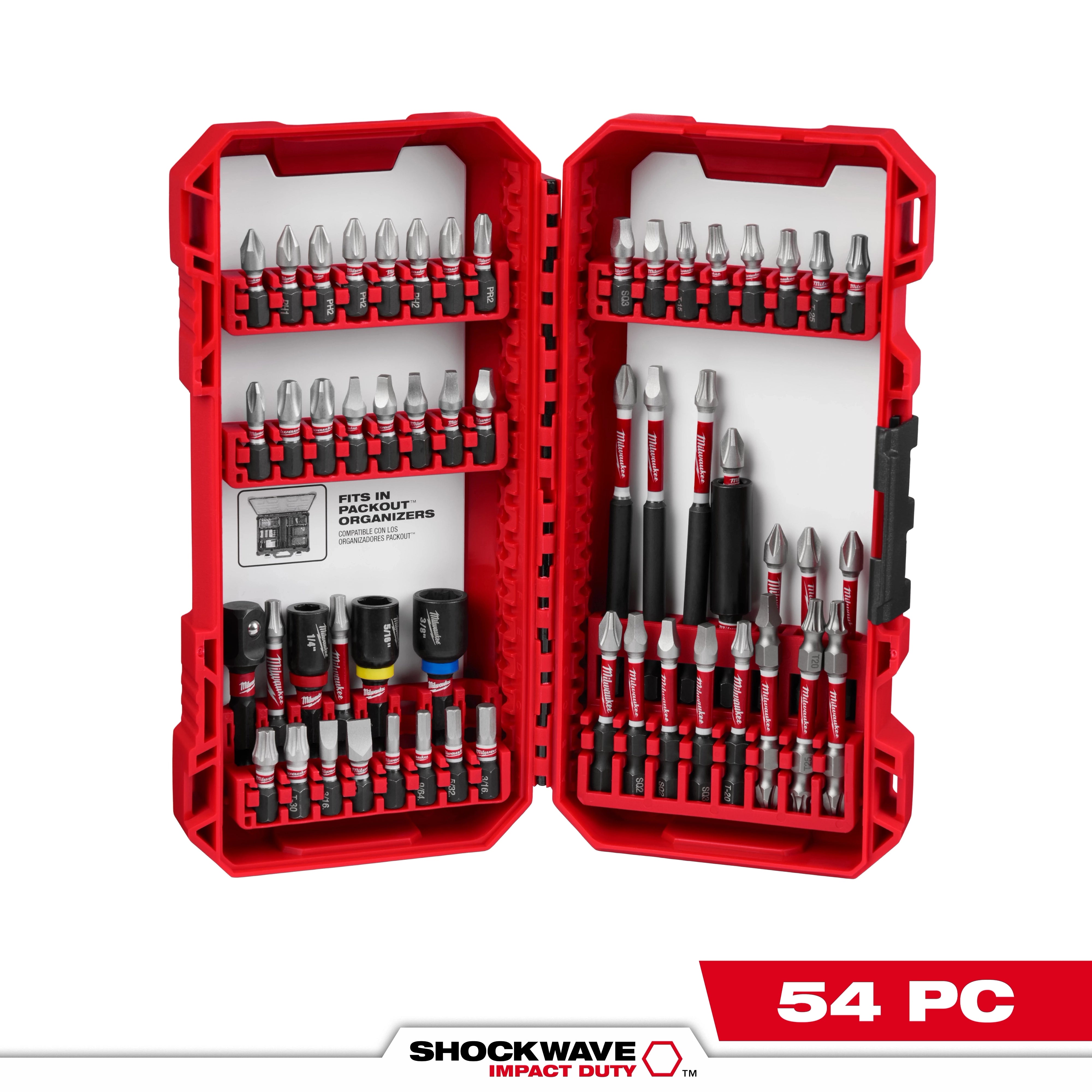 Milwaukee Ensemble de 54 pièces d'embouts SHOCKWAVE™ Impact Duty 48-32-4010